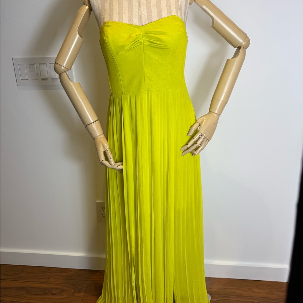 Silence + Noise Strapless Lime Dress